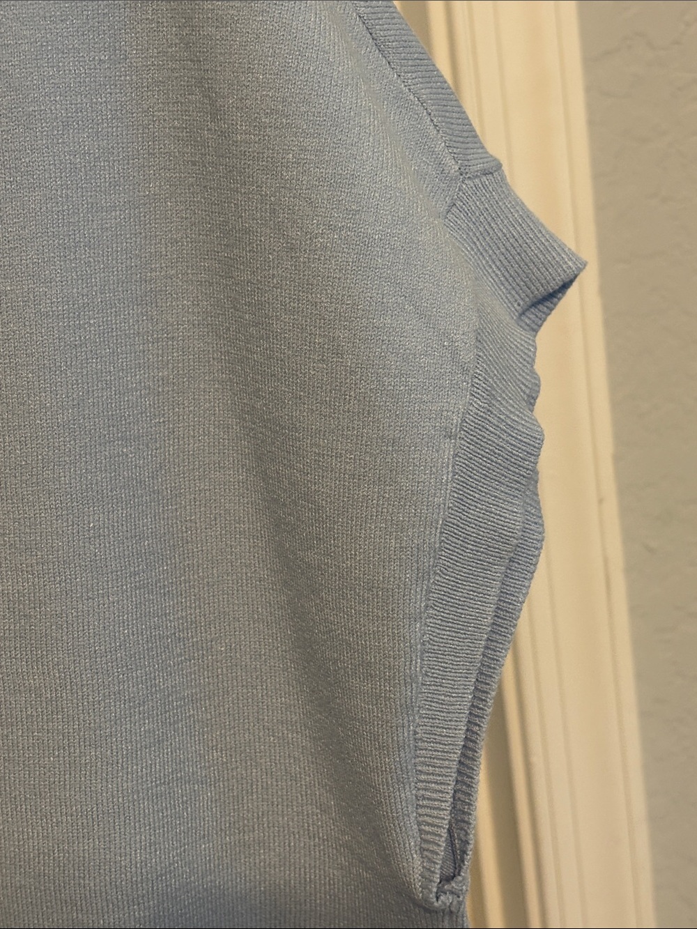 LOFT Light Blue Short Sleeve Crewneck Wedge Sweater - Picture 3 of 5